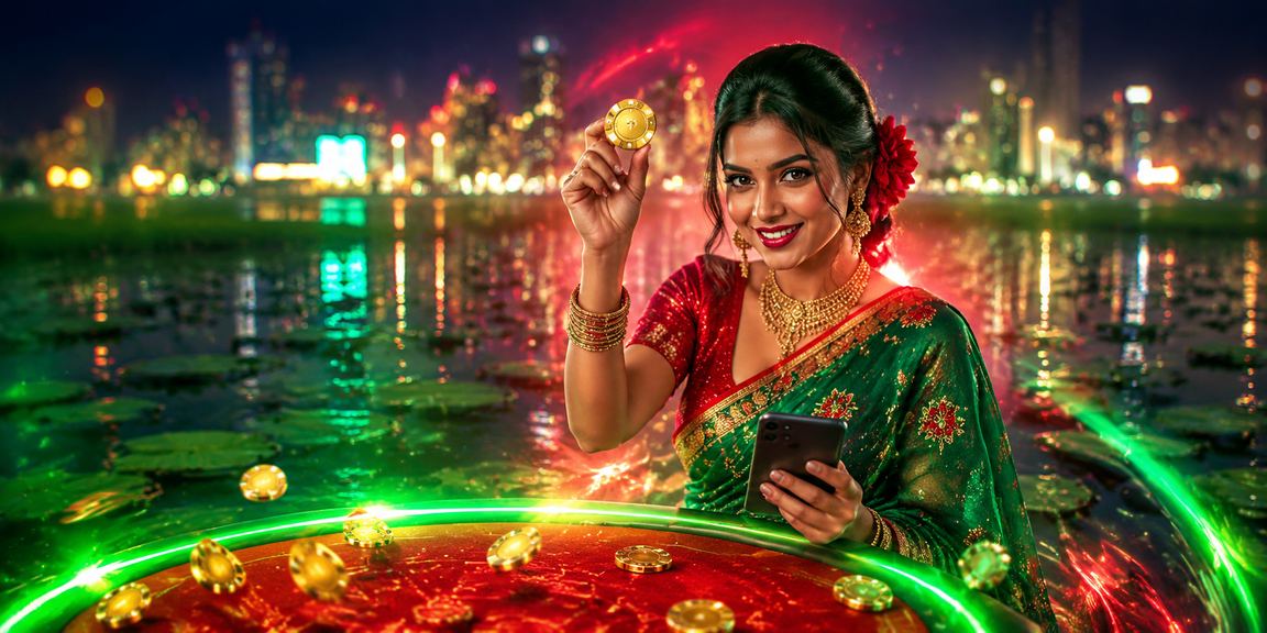 বাংলাদেশি শাড়ি পরিহিত মডেল মোবাইলে আন্দার বাহার গেম উপভোগ করছেন