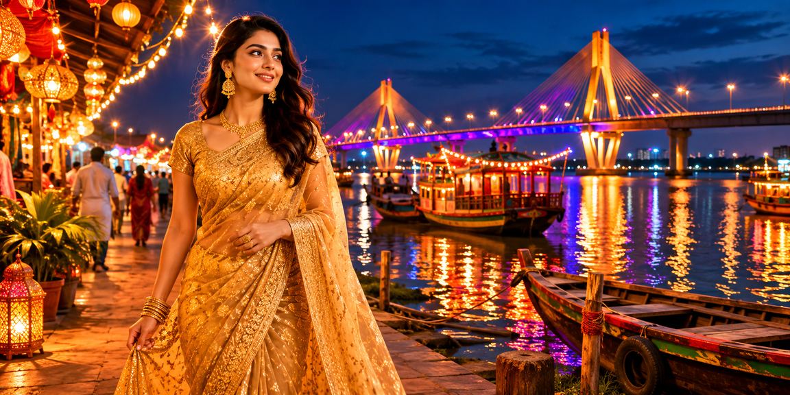 বরিশালে মোবাইল পেমেন্ট — শাড়ি পরিহিত নারী bKash ব্যবহার করছেন